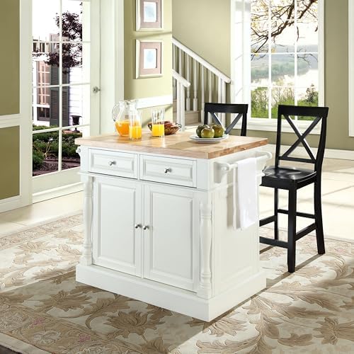 Crosley Furniture Oxford Kitchen Island Set, X-Back Stools
