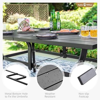 Sophia & William 7-Piece Patio Dining Set, Metal Table, PE Wicker Chairs
