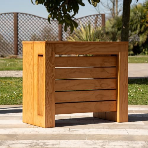 Mobili Fiver, Easy, Extendable Garden Console Table with Leaf Storage, 17.72(120.08) x35.43 in, Teak Colour, Made in Italy