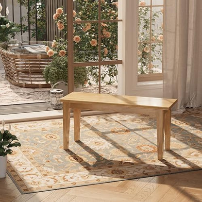 Dining Bench 39.4" Solid Oak Wooden Bed End＆Entryway Bench for Living Room Bedroom Kitchen(Nature)