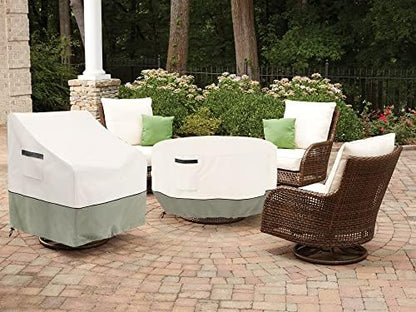 Round Patio Table Cover,600D Heavy Duty Outdoor Furniture Covers Waterproof,Round Patio Table for Patio Furniture Covers,48" Dia x 28" H,Beige&Grayish Green