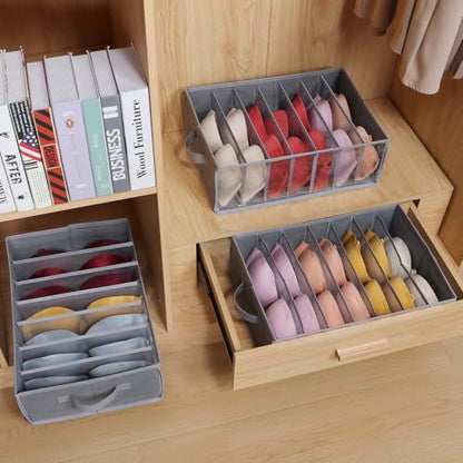 Upgraded Underwear Drawer Organizer Sock Organizer, Grey, 3 Pack