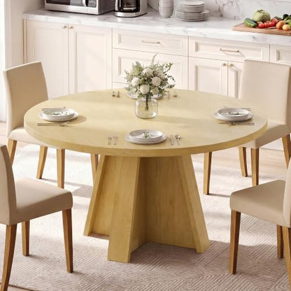 Feonase 47 inch Round Dining Table Wood Kitchen Table for 4-6