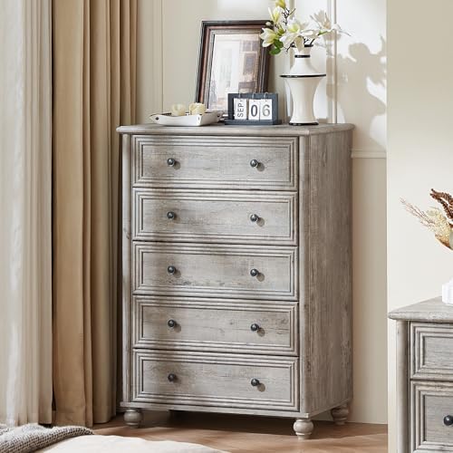 RWYHG Farmhouse 5 Drawer Dresser Set of 2, Chest of Drawers for Bedroom