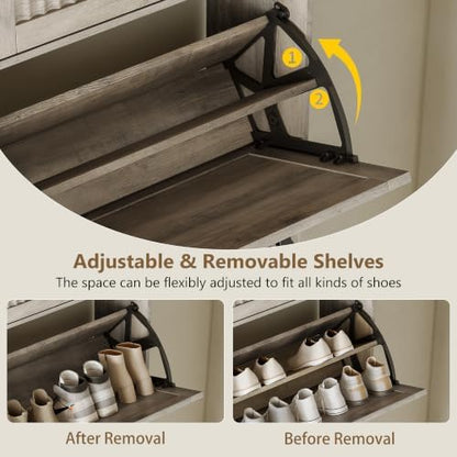 Shoe Cabinet for Entryway with 6 Flip Drawers & 2 Storage Drawers