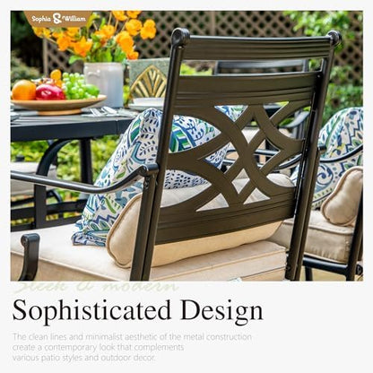 Sophia & William Patio Dining Set, Steel, Swivel Chairs, E-Coated