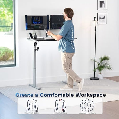 VIVO Electric Standing Desk, Solid 1-Piece 43" x 24" Black Top