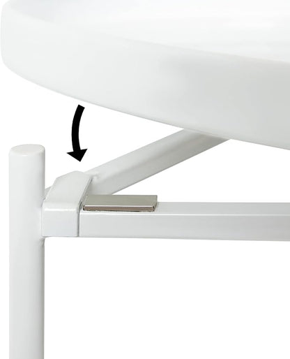Kate and Laurel Ulani Modern Nesting Side Table, Set of 2, White, Sophisticated Glam End Tables for Storage and Display