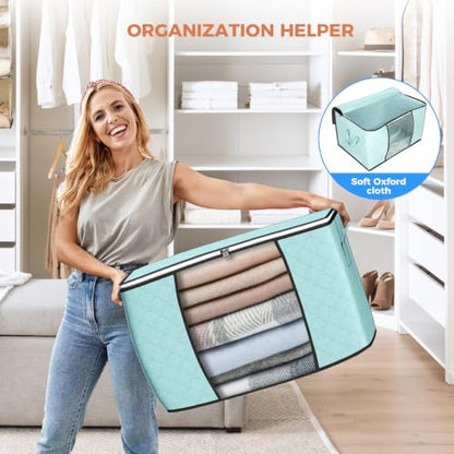 90L Large Storage Bags, 8 Pack Clothes Storage Bins Closet Organizers