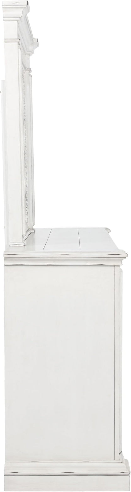 Coaster Home Furnishings - McKinney - Poplar Wood - 6-Drawer Dresser with 50-Inch Rectangular Mirror, Traditional Style, Jewelry Tray, and Antique Bronze Hardware - Bedroom - Vintage White - 215873M