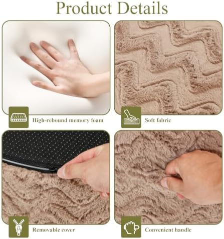Hobestluk Stuffed Pouf Ottoman,Memory Foam Filled,Small Chevron Brown