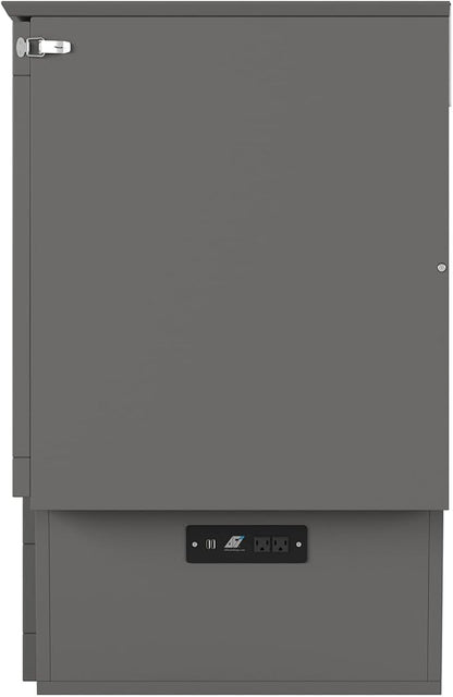 AFI, Nantucket Full Size Murphy Bed Chest with Mattress, Storage Drawer and Built-in USB Charger, Grey