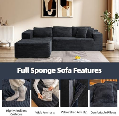 HOMREST 106" Cloud Sectional Boneless Couch, L-Shape Modular Sectional Sofa