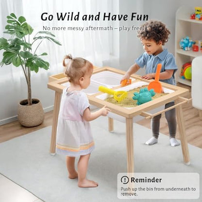 Easyego Sensory Table & Chair Set – Multifunctional Sand & Water Table with Double-Sided Lid, Paper Roll, Storage Box, Transparent & Game Board, and Foldable Bins for Kids' Indoor & Outdoor Play