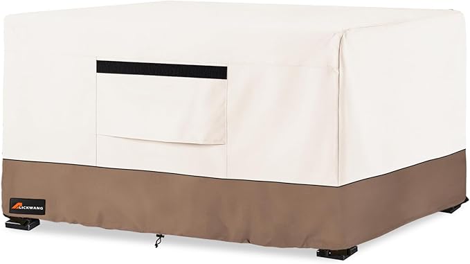 Fire Pit Cover Rectangular, Outdoor Heavy Duty 600D 100% Waterproof Tear-Resistant 42 Inch Fire Table Cover Rectangle, Patio Gas Fire Pit Table Covers, Beige 42" L x 24" W x 24" H