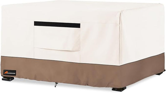 Fire Pit Cover Rectangular, Outdoor Heavy Duty 600D 100% Waterproof Tear-Resistant 52 Inch Fire Table Cover Rectangle, Patio Gas Fire Pit Table Covers, Beige 52" L x 34" W x 24" H