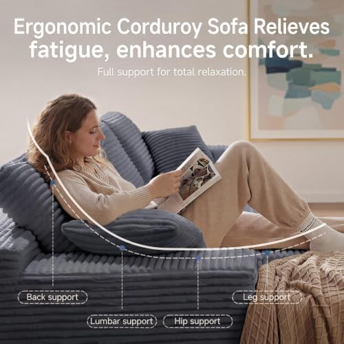 94.5'' Grey Oversized Sectional Boneless Couch with Left Face Chaise.