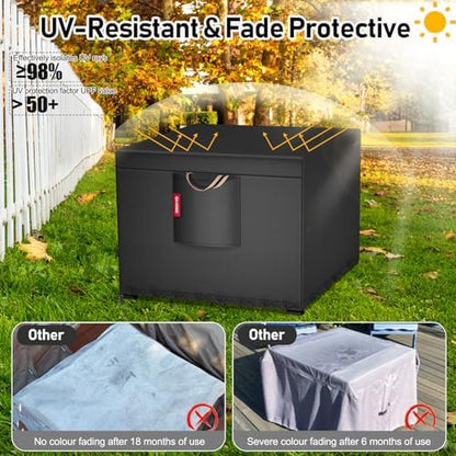 QH.HOME Fire Pit Cover Square 30", 900D Heavy Duty Fabric 100% Waterproof