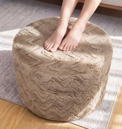 Hobestluk Stuffed Pouf Ottoman,Memory Foam Filled,Small Chevron Brown
