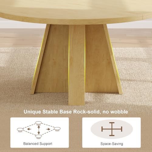 Feonase 47 inch Round Dining Table Wood Kitchen Table for 4-6