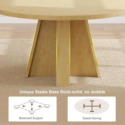 Feonase 47 inch Round Dining Table Wood Kitchen Table for 4-6
