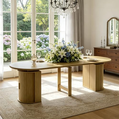 47in-118 in Extendable Dining Table for 4-12, Oval Expandable Kitchen Table