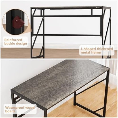Folding Desk Writing Computer Desk for Home Office No-Assembly