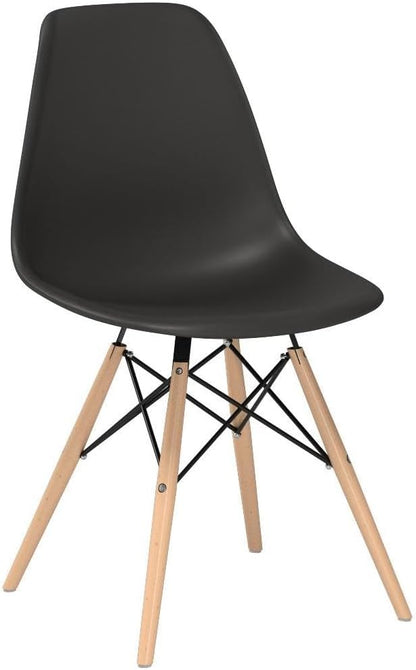 Furmax Modern Style Dining Chair Mid Century Modern DSW Chair, Shell Lounge Plastic Chair for Kitchen, Dining, Bedroom, Living Room Side Chairs Set of 4(Black)