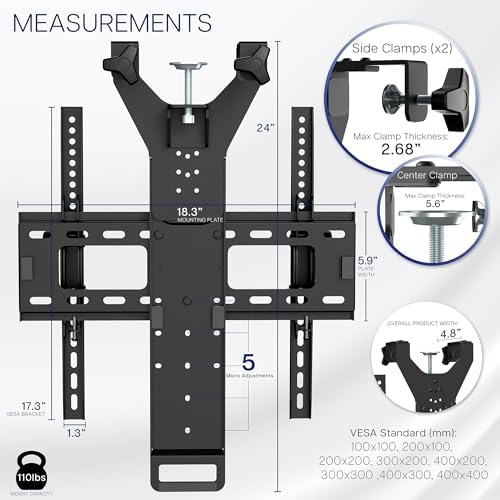 VIVO Black TV Hanger for 42-75 in Flat and Curved Screens, MOUNT-TV02LB