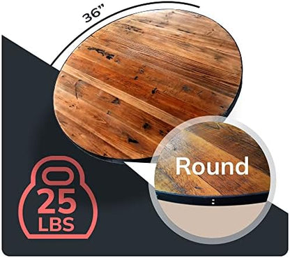 Reclaimed Wood Table Top - Rustic Recycled Wooden Piece Perfect for Signs, Kitchens, Dining and Coffee Table Tops (Reclaimed Wood Table Top with Metal Edge, 36" Round)