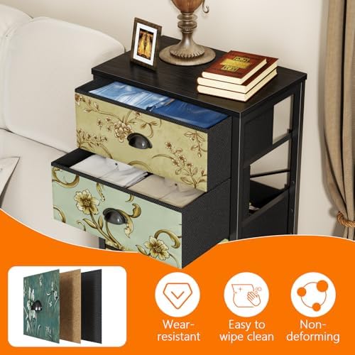 7 Drawer Tall Dresser for Bedroom, Vintage Fabric Chest of Drawers