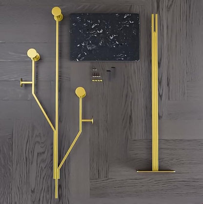 JIAYUEJU Heavy Duty Coat Rack Tree-shaped Metal Freestanding Coat Tree with Sturdy Marble Base Corner Coat Rack for Bedroom Entryway Hallway 14.96 x 10.24 x 68.9 Inches (Gold)