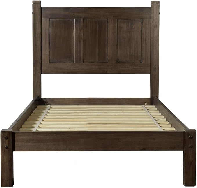 Grain Wood Furniture Shaker Solid Wood Panel Platform Bed, Twin Size, Expresso