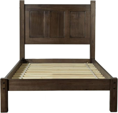Grain Wood Furniture Shaker Solid Wood Panel Platform Bed, Twin Size, Expresso