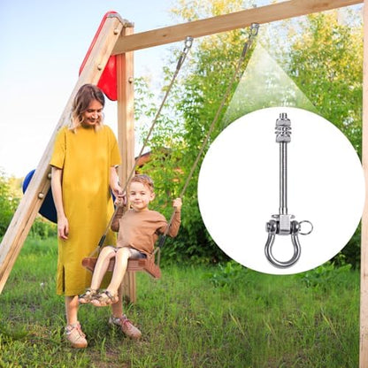 4Pcs Heavy Duty Swing Hangers with Bearings Swing Hooks for Wood & Metal Beams Stainless Steel Swing Hardware Bolts for Hanging Hammocks Chair, Yoga Swings, Porch Swing 5" X M2/5", 1500LB Capacity