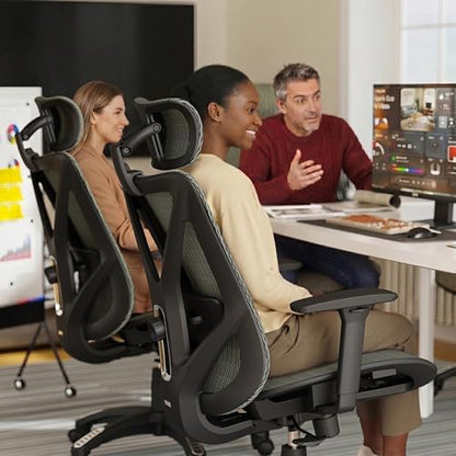 ELABEST Ergonomic Office Chair with 3D Headrest, T23 High Back Mesh Desk Chair with Adjustment Lumbar Support & 3D Armrests, Chair, Big and Tall Swivel Computer Chair for Home Office, Gaming