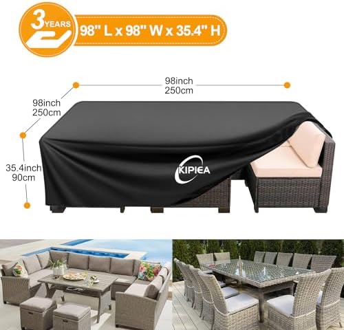 Outdoor Furniture Covers Waterproof, 420D Heavy-Duty Patio Furniture Set Covers, No Tears Anti UV No Fading (98" L x 98" W x 35.4" H)