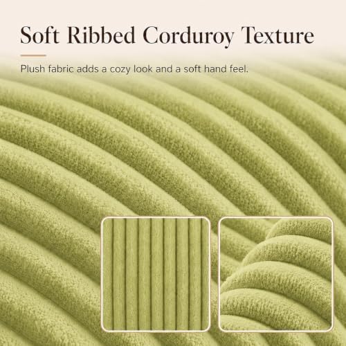 Storage Pouf Cover, No Filler, Corduroy, Light Olive Green, 28 Inch