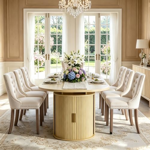47in-118 in Extendable Dining Table for 4-12, Oval Expandable Kitchen Table