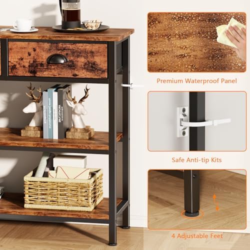 Furologee 47" Console Table with 3 Drawers,Entryway Table with Wooden Shelf