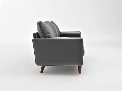 Container Furniture Direct Womble Mid Century Modern Velvet Upholstered Tufted Seat with Bolster Pillows, Sofa, Grey