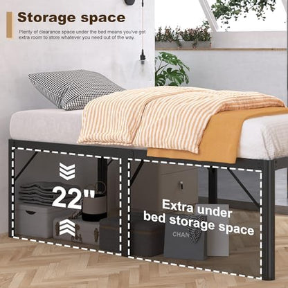 24 inch King Bed Frame with Rounded Corner, High Profile Bed Frame