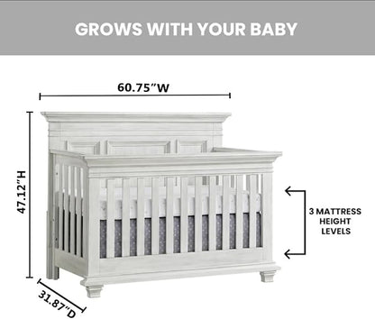 Oxford Baby Weston 4-in-1 Convertible Crib, Vintage White, GreenGuard Gold Certified