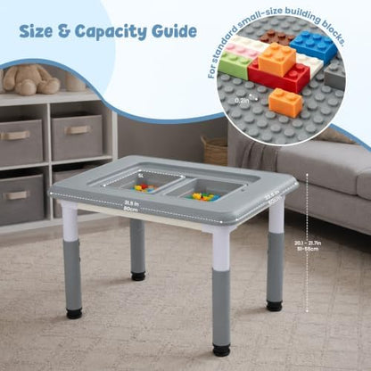 FUNLIO Kids Activity Table, Height Adjustable with Storage, Grey