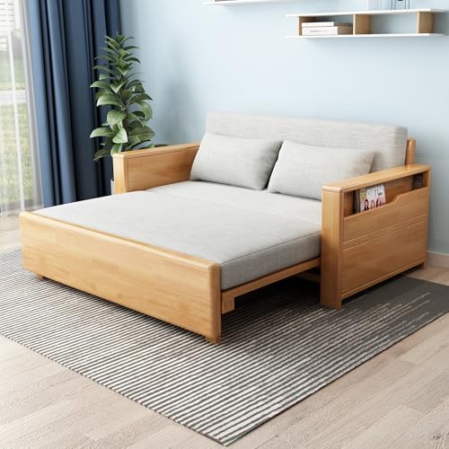 71" Grey 3-in-1 Queen Sofa Sleeper with Storage & Rev Chaise, Wooden Frame