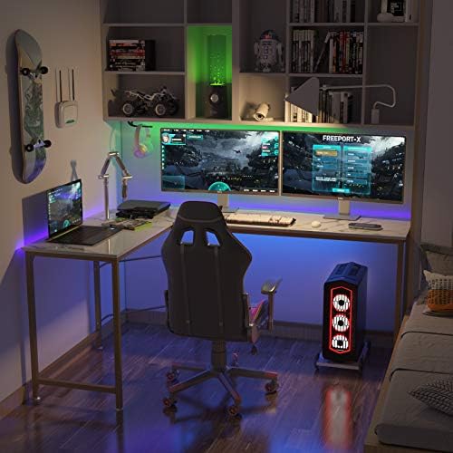 Teraves Reversible L Shaped Desk White, 66.1" Corner Gaming Computer Desk