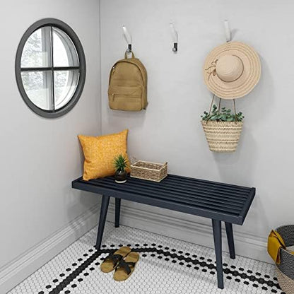 Plank+Beam Rectangular Entryway Bench, Mid-Century Modern, 41.25", Black