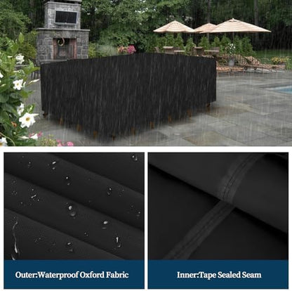 Easy-Going Square Patio Furniture Cover Waterproof Outdoor Dining Table and Chair Cover Anti-UV Outside Sectional Sofa Set Covers (76"L x 76"W x 28"H, Black)