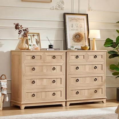 Joaxswe Farmhouse 5 Drawer Dresser for Bedroom, 33.2" Tall Chest of Drawers