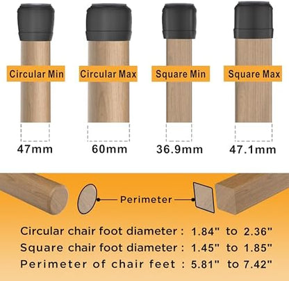 Extra Large Chair Leg Floor Protectors, (Fit: 1.84-2.36" Black).